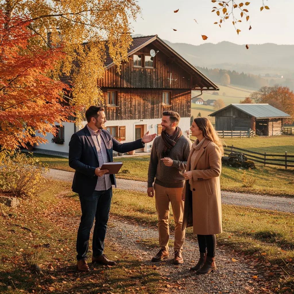 Ein historisches Anwesen mit großen Fenstern, die den Blick auf die umliegende Natur freigeben.